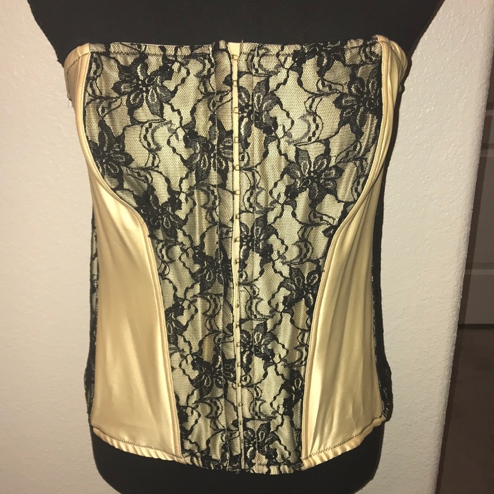 Sexy Yellow & Black Lace Corset Bustier Lingerie Intimates Plus